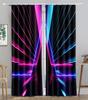 Neon Emitted Light 3D Printing WaveBlackout Window Curtain for Living Room Bedroom Bathroom Kicthen Door Cupboard Decor Hooks