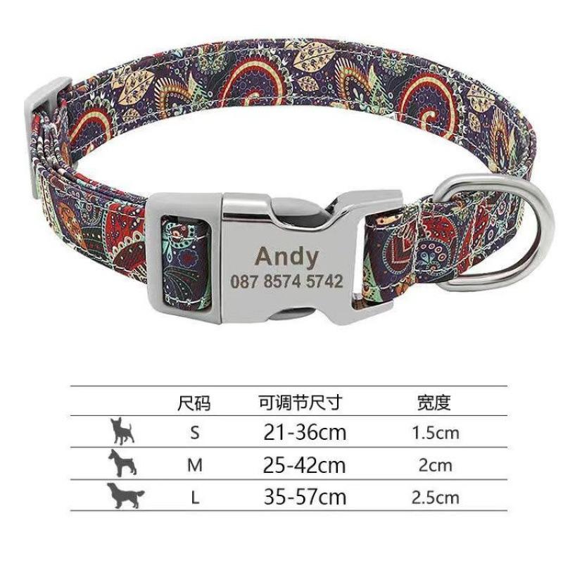 Оптовый трансграничный ошейник для собак с гравировкой, адресник для собаки, защита от потери, регулируемая полуметаллическая пряжка, ошейник для собак среднего и крупного размера