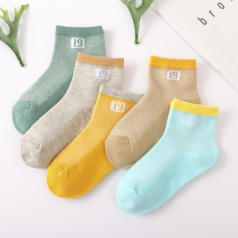 5 пар детских летних носков, дышащие сетчатые детские носки с милым медведем для мальчиков и девочек