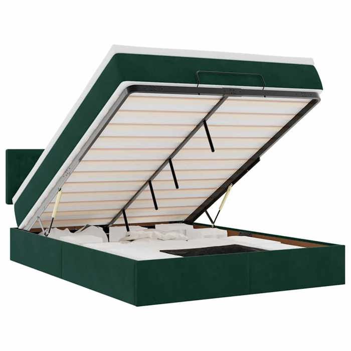 Maison Exclusive - Cadre de lit ottoman avec matelas vert foncé 140x190 cm velours