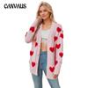 Autumn and Winter Women's Plus Size Sweater Valentine's Day Love Knitted Cardigan V-Neck Button Mid-Length Jacket