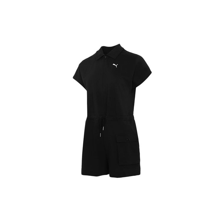 Puma SS21 Женский однотонный комбинезон-шорты на молнии со шнурком Черный