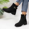 Women Boots Retro Plush Warm Autumn Winter Boots Women New Vintage Block Heel Ankle Boots Zipper High Heels Shoes for Women