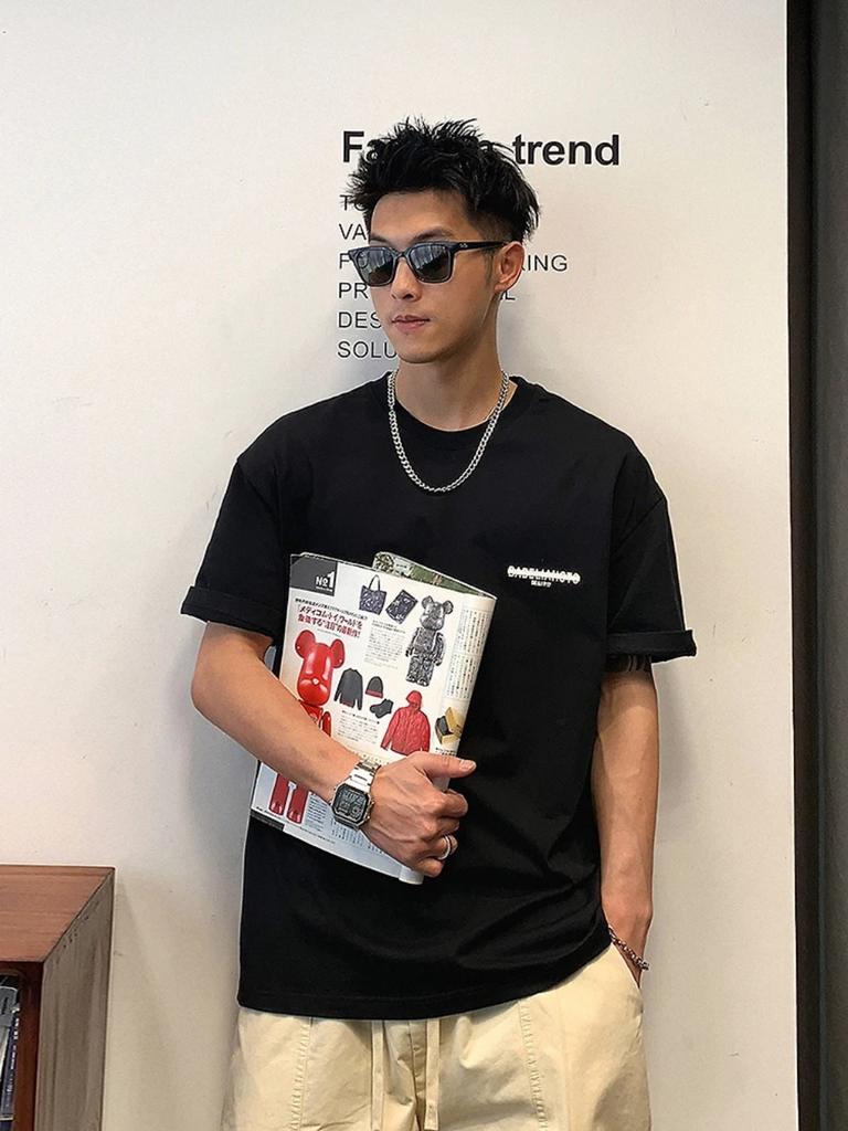 Новая мужская летняя трендовая футболка с короткими рукавами и круглым вырезом из 100% чистого хлопка с буквенным принтом спереди и сзади