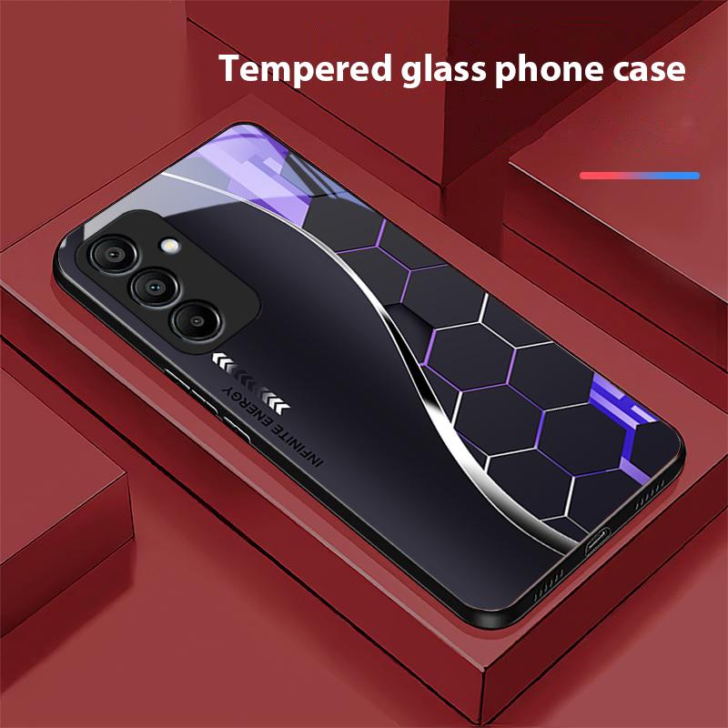 Научно-фантастический серебристо-белый чехол для телефона из закаленного стекла для Samsung Galaxy A15 5G 54 4G 51 50 24 35 90 71 12 51 53 52S 80 22 34 Черный