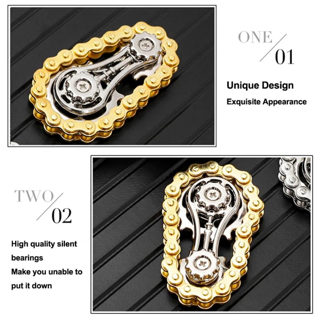 Sprockets Flywheel Finger Tip Antistress Anxiety Metal Bike Chains Fidget Toys for Adult Kids