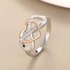 Unique Infinity Sign and Heart Designed Rings for Women Trendy Love Shiny Finger Accessory Chic Two-tone Wedding Jewelry
