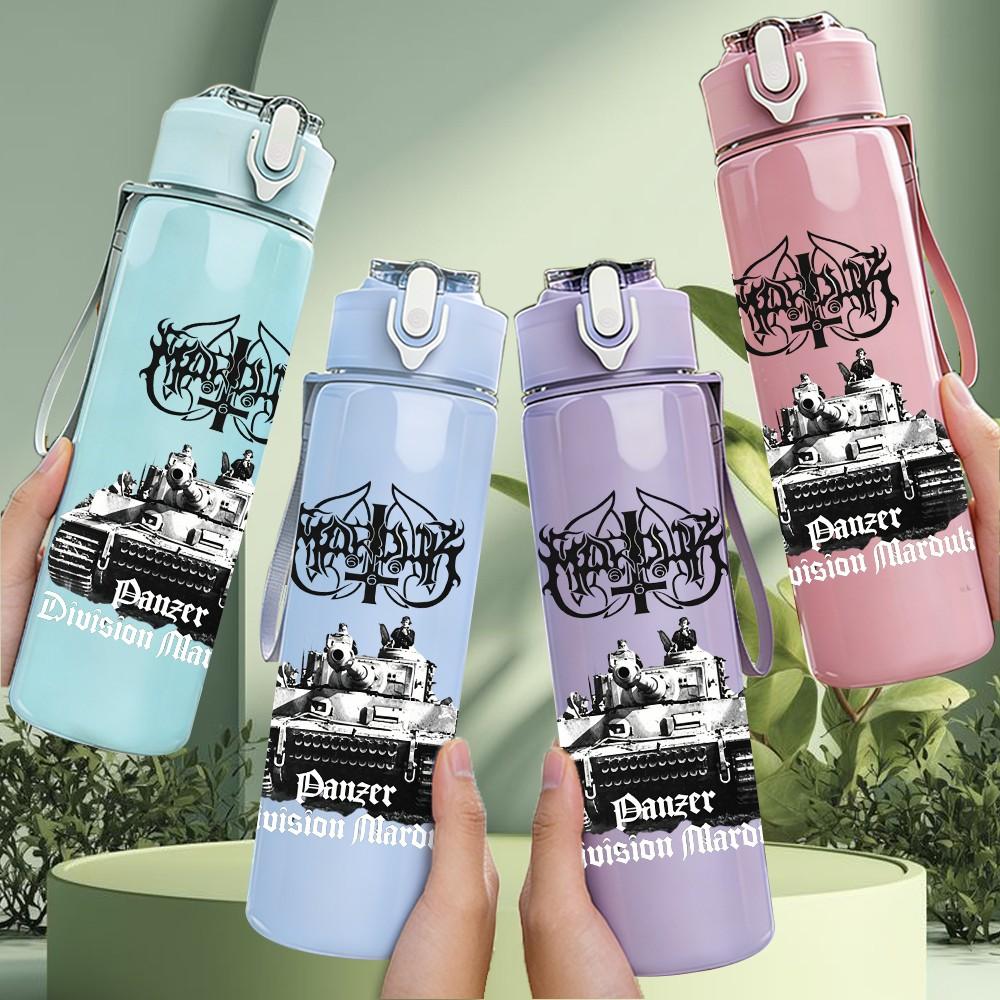 PC Retro Military Tank Grayscale Print 750ml colorful plastic sports water bottle leakproof pop up lid with straw for outdoor work home use