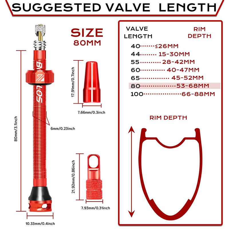 BUCKLOS Tubeless Valves MTB Road Bike Presta Nipple 40/44/55/60/65/80/100MM Bicycle Tubeless Tire Valve Removable Core Bike Part