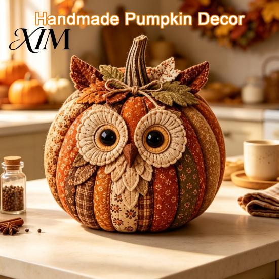 Beginner Sewing Patterns Animal Pumpkin Patchwork Kit, DIY Fox Cat Owl Cute Decoration Crafts Craft Kit for Adults, Home Fall Stitchable