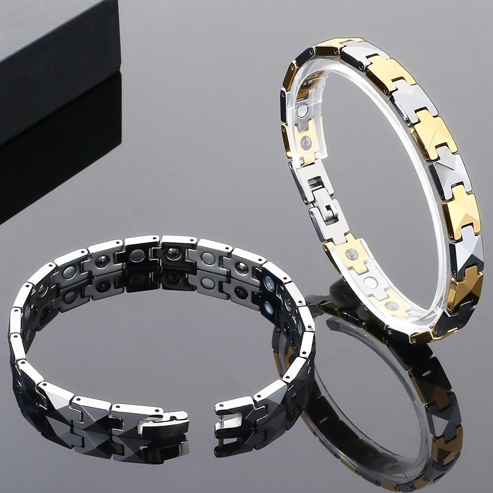 Мужской терапевтический германиевый магнитный браслет, вольфрамовая пулевая цепочка, регулируемый, с отрицательными ионами, для здоровья, не царапается