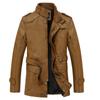 Luxury Men's PU Leather Jacket - Fleece Lined Warm Winter Coat for Casual Windproof Outfits