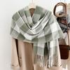 1116 autumn and winter new imitation cashmere scarf women's warm thickened outer shawl student plaid simple scarf wholesale