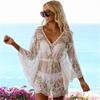Lace Embroidery Drawstring Waist Beach Cover-up Shirt - Breathable Sun Protection