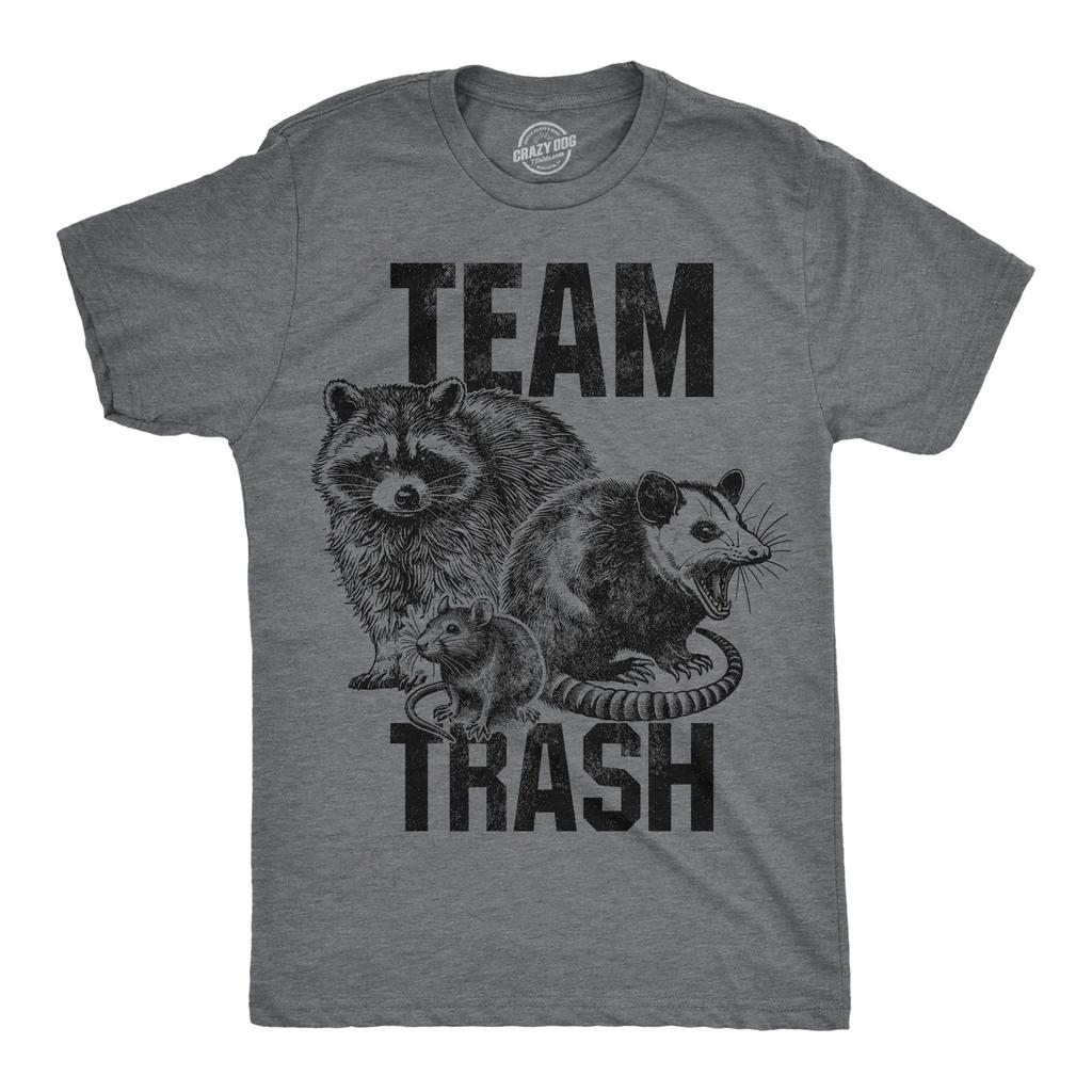 Mens Funny T Shirts Team Trash Sarcastic Raccoon Graphic Novelty Tee For Men