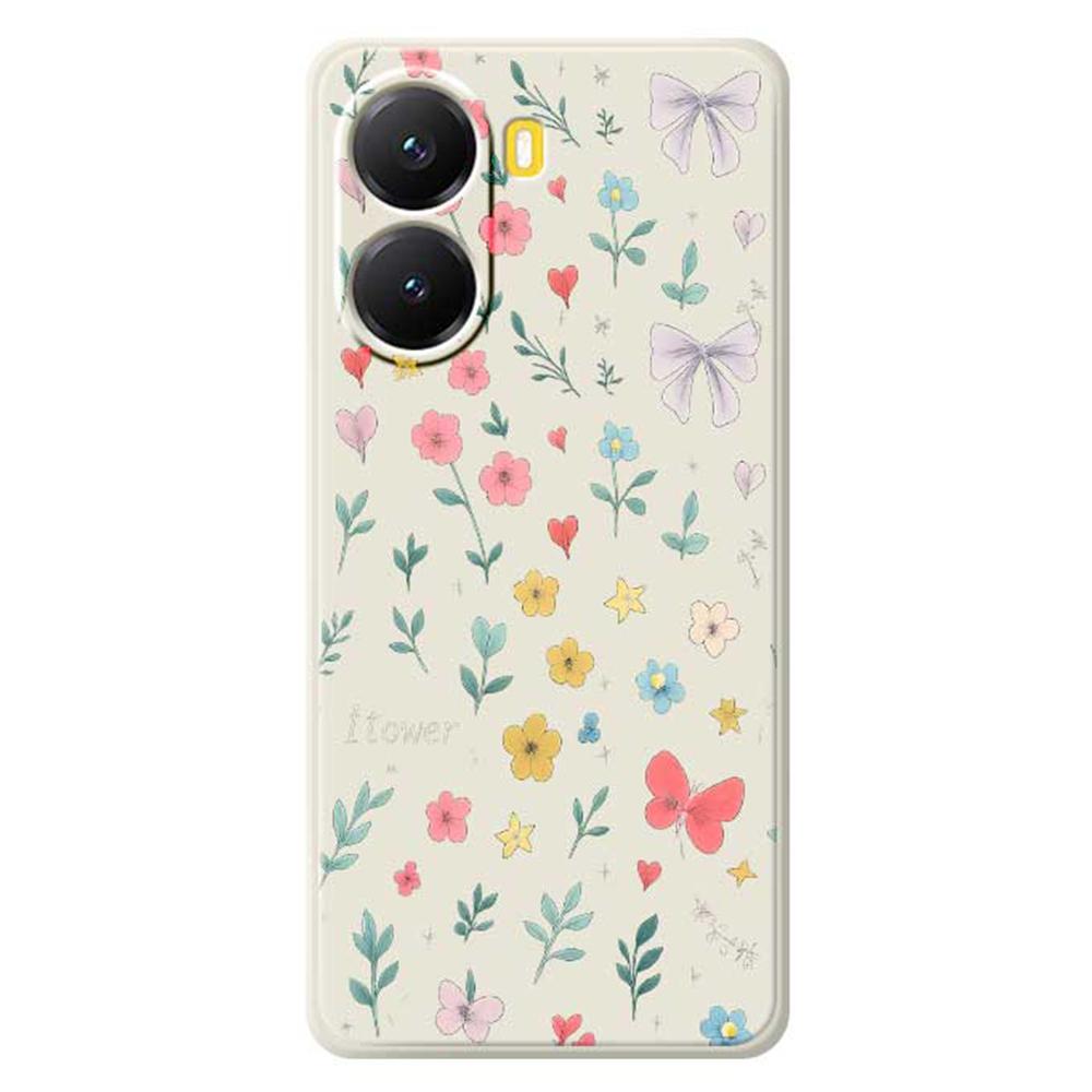 For Xiaomi Redmi Turbo 4 5G/Poco X7 Pro 5G Case Floral Bow Pattern Printing Straight Edge TPU Phone Back Cover