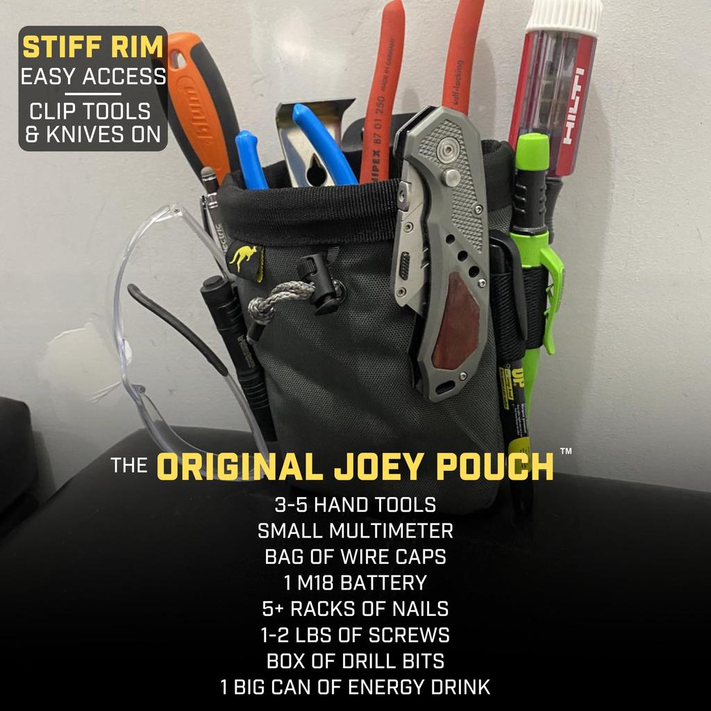 Holstery Joey Tool Belt Bag - Clip-On Pouch for Electricians, HVAC Techs, Plumbers, Carpenters, and Contractors