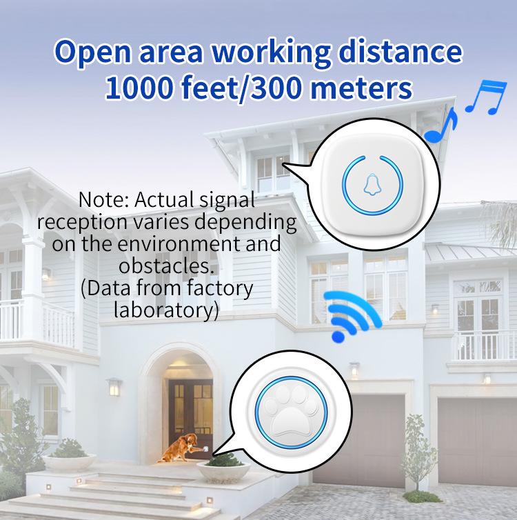 Умный водонепроницаемый беспроводной дверной звонок для собаки: Сенсорный звонок с 1 приемником и 1 передатчиком для дрессировки питомцев