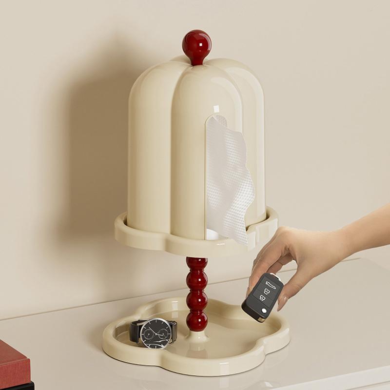 Vintage Tissue Box with Lid Double-layer Storage Rack for Roll Paper Key Jewelry Dust-proof Pumping Paper Box Home Organizers