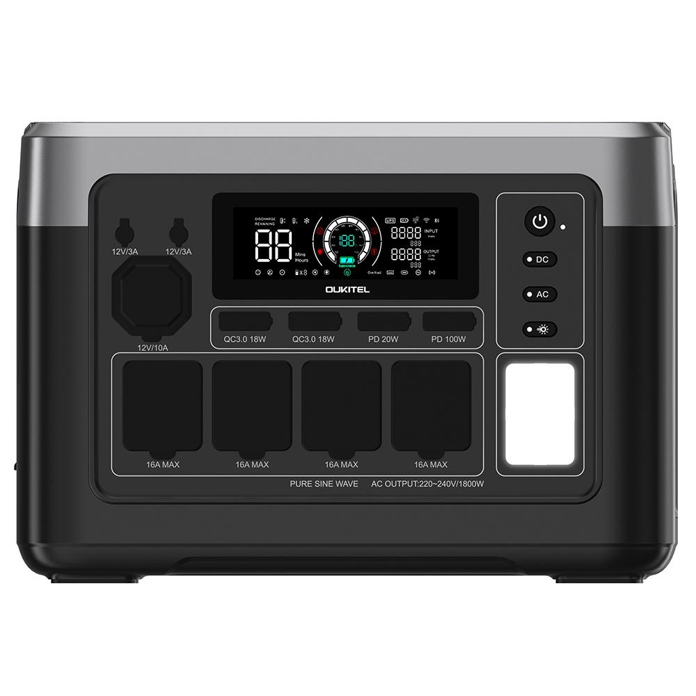Портативная электростанция OUKITEL P1000 PLUS, 1800 Вт 1024 Втч, солнечный генератор с аккумулятором LiFePO4, быстрая зарядка