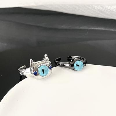 Маленький Монстр Аномальный Зрачок Кошка Детская Веселая Милый Забавный Кольцо с Годовыми Кольцами Кольцо на Указательный Палец Нишевый Дизайн Кольцо