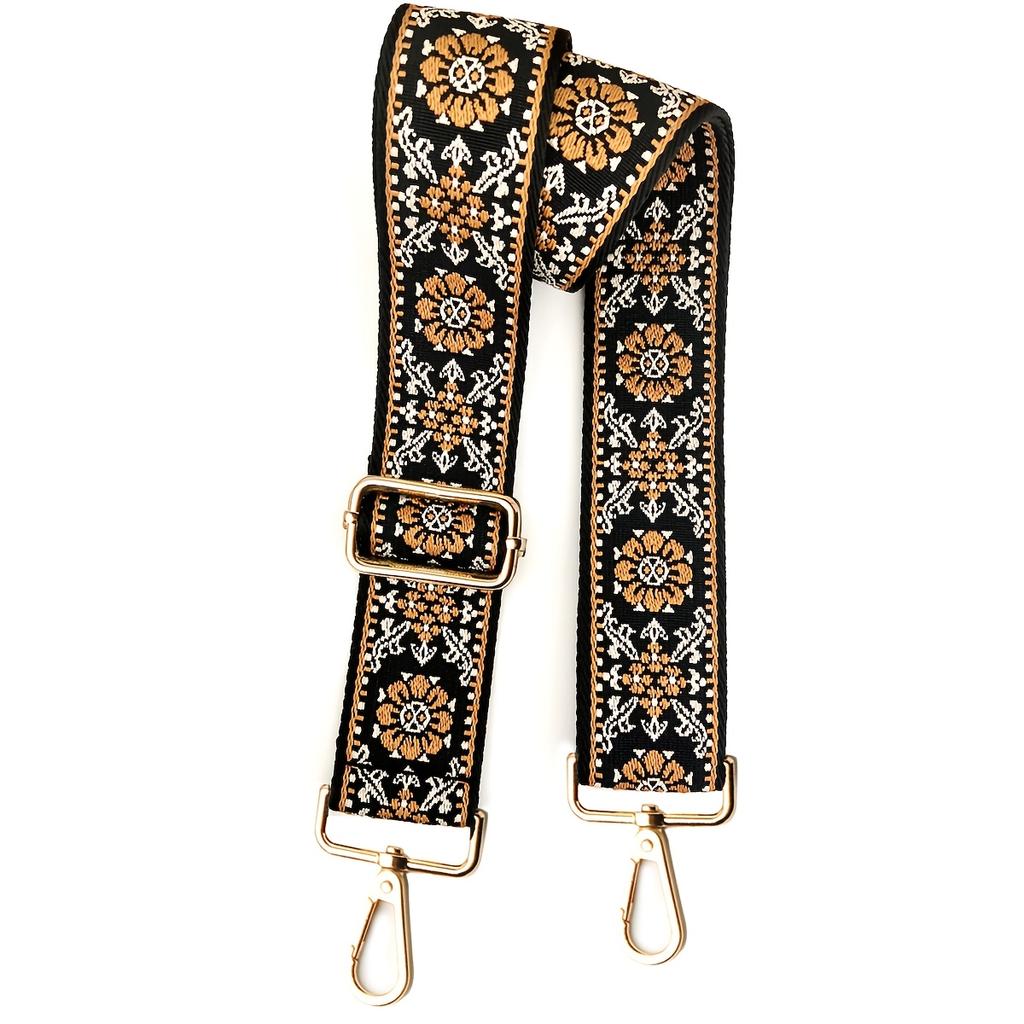 3.8cm Wide Retro Pattern Detachable Adjustable Shoulder Strap, for Crossbody Bag Handbag Tote Bag Travel Bag Waist Pack Camera Strap Replacement