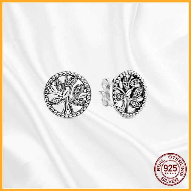 Аутентичные серьги-гвоздики из стерлингового серебра 925 пробы Plata De Ley, модные серьги-гвоздики для женщин, оригинальные сверкающие Pav Day, специальный подарок