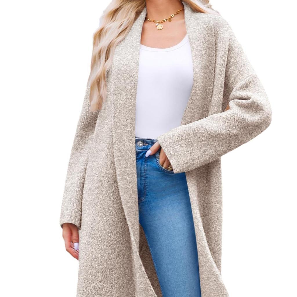 Элегантный длинный кардиган без воротника, свитер, женское пальто