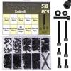 Zmbroll 510pcs M2 Socket Cap Screws, Metric Hex Bolts, Nuts, Washers, 12.9 Grade Alloy Steel Screws, Hex Socket Head Cap, Small Machine Screw Kit with