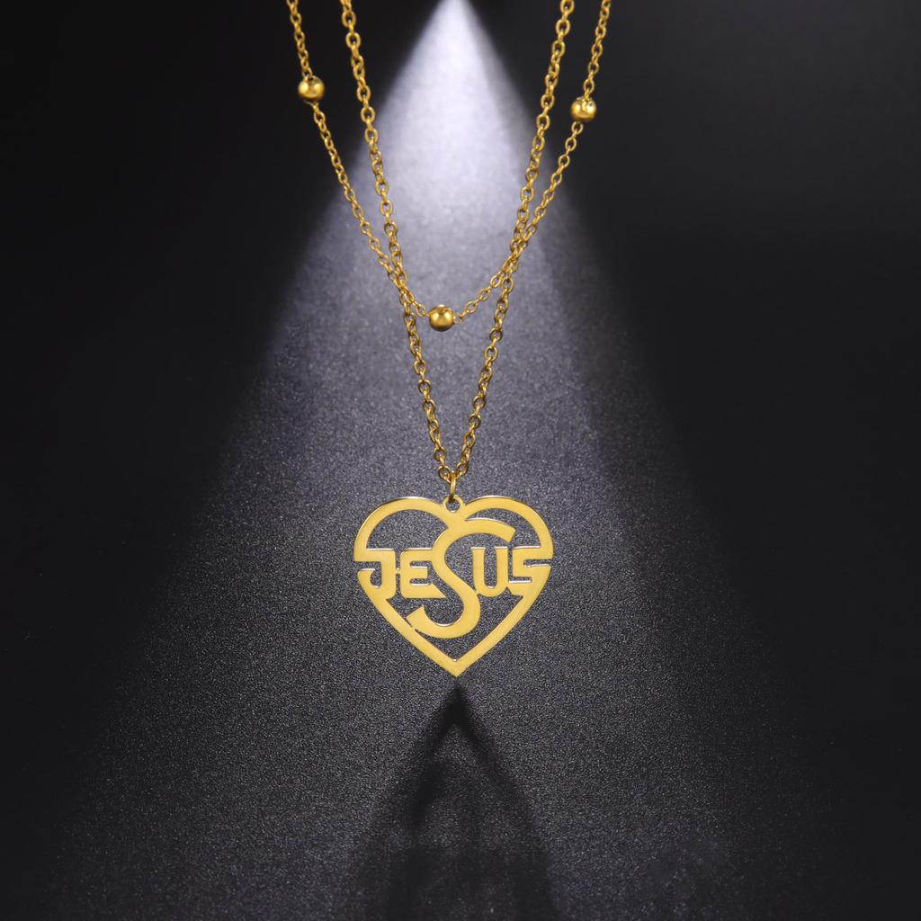 Cazador Christian Jesus Heart Necklace for Women Stainless Steel Pendant Necklace Jewelry Gift 2026 Birthday Aniversary Gift