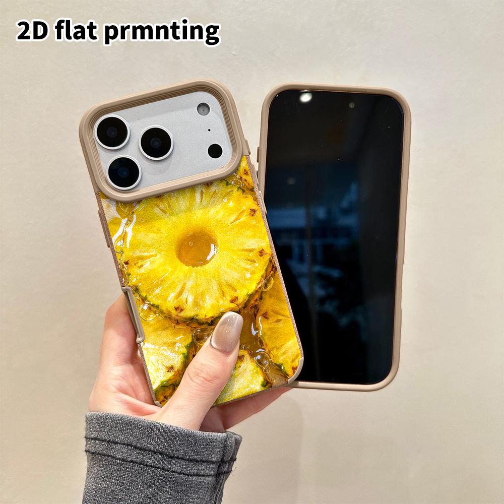 Phone Case: 2D flat lambskin suitable for iPhone 18 17 16 15 14 13 Pro film protective case,pineapple slice, Christmas and Halloween holiday gift