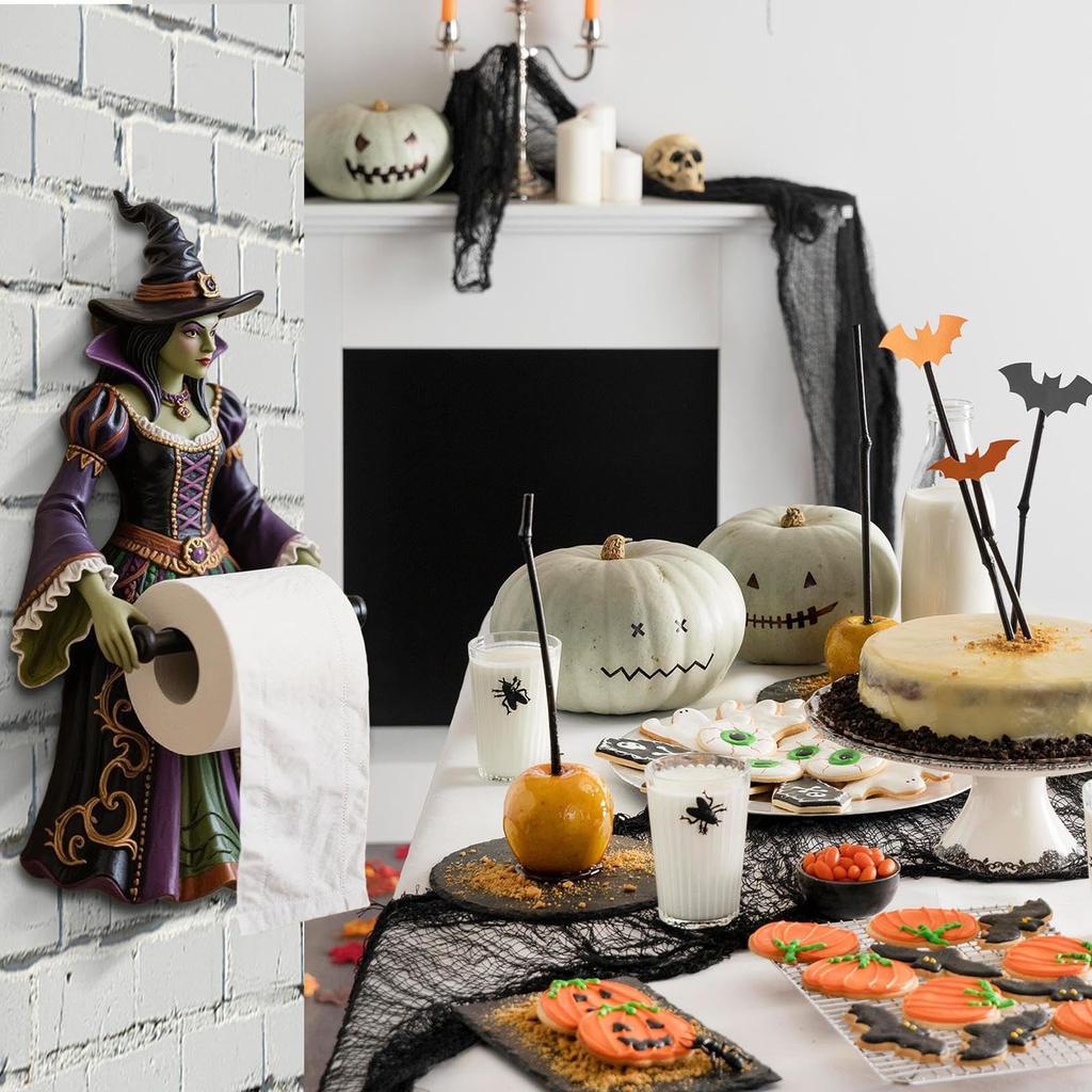 Держатель для салфеток «Ведьма», Стойка для туалетной бумаги, Настенное хранение, Резная смола, Для душа, Автодома, Дома, Ванной комнаты.