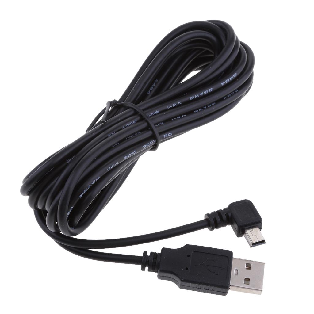 3.5m Dash Cam Charger Cable 5V 2A USB To Mini USB Charger Cable Left Bend DVR GPS Charging Cable for Car Truck Mobile Phones MP3