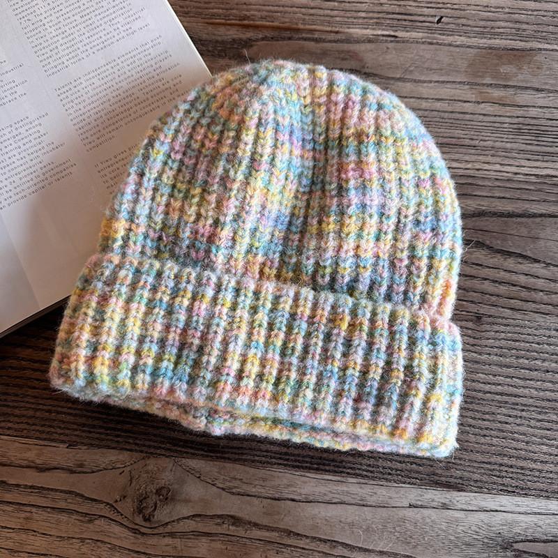 Женская Мода Цветная Повседневная Теплая Вязаная Шапка для Зимних Прогулок