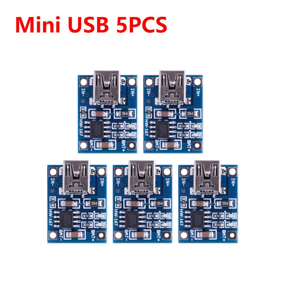 10-1PCS TP4056 Type-c/Micro/Mini USB 5V 1A 18650 Lithium Battery Charger Module Charging Board With Protection Dual Functions 1A