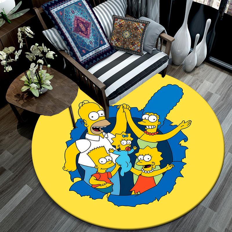 The Simpsons Round Area Rug,Carpet Rug for Living Room Bedroom Sofa Playroom Decor,Non-slip Floor Mat