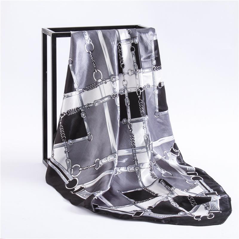 Fashion Hijab Scarf For Women Print Silk Satin Hair Scarfs Kerchief 90*90cm Square Neckerchief Headband Scarves For Ladies