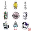 New 925 Sterling Silver Robot Girl Boy Star Heart Diy Beads Fit Original Charms Silver 925 for Women Jewelry