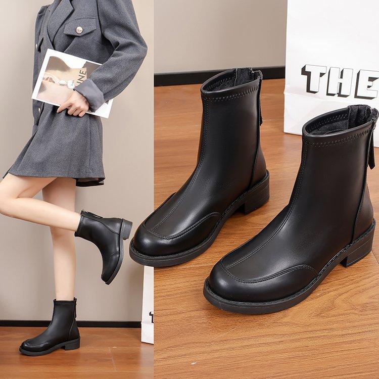 Autumn and Winter British Style Retro Boots Women's Shoes Padded Short Boots Versatile Thick Bottom Elastic Skinny Boots