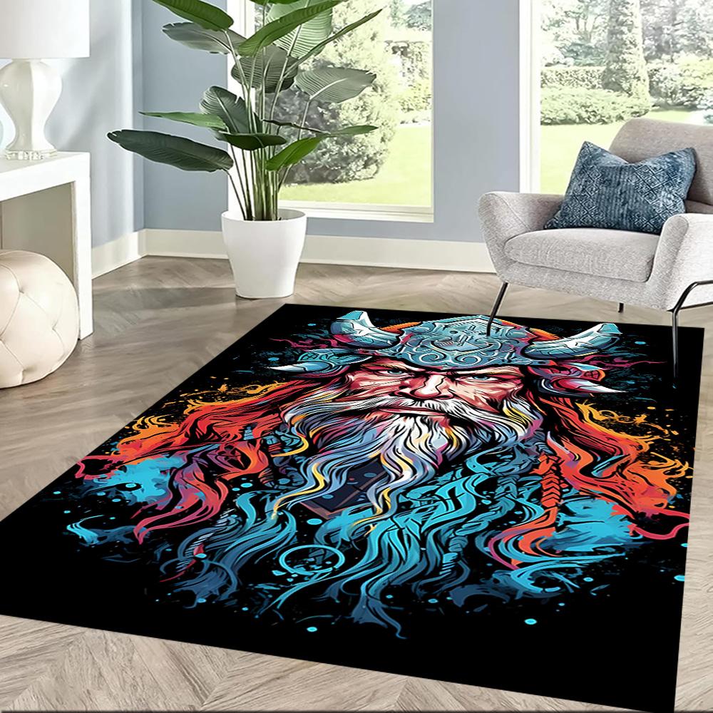 Viking Warrior Artwork Floor Mats for Living Room, Bedroom and Room Decoration Are Suitable for Gifts.
