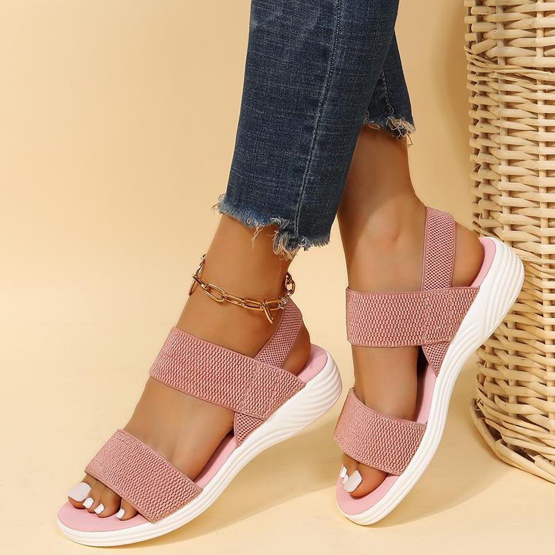 Fashion Women's Knit Elastic Cloth Wedge Sandals Slip On Lightweight Walking Sandals Women Plus Size Comfortable Summer Shoes