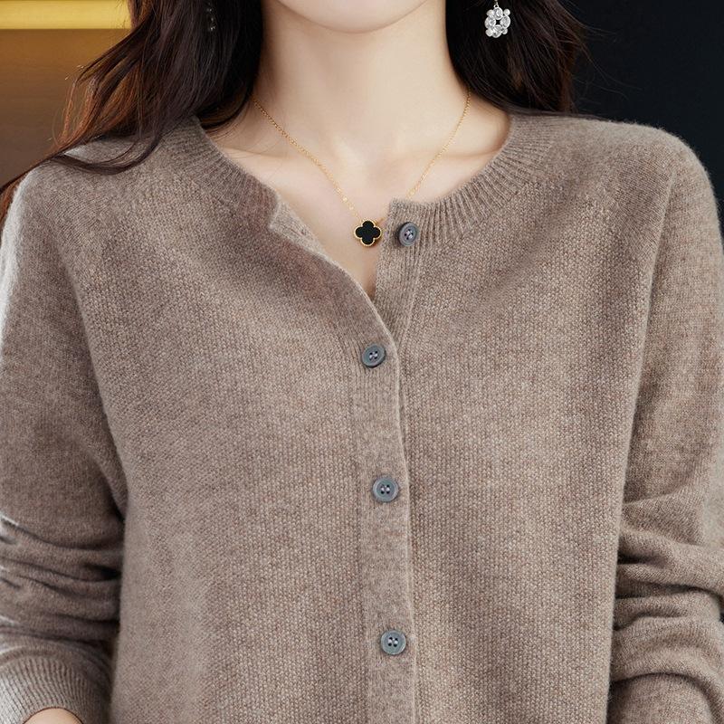 INDFS Women's Fashion Casual Fall Winter Solid Color Print Long Sleeve O-Neck Sweaters