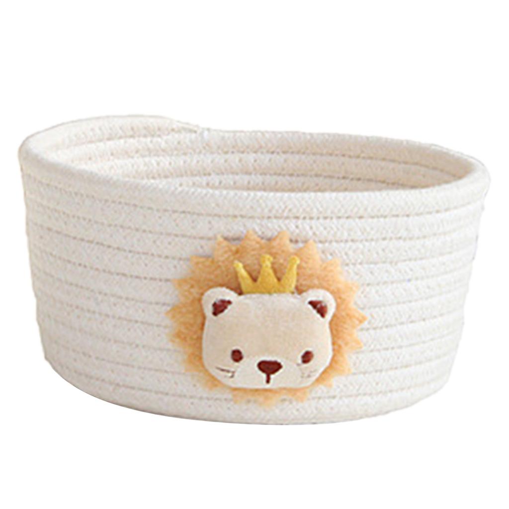 Тканая корзина для хранения из хлопковой веревки с мультяшными животными, детский органайзер для игрушек, настольное хранилище ручной работы для конфет, одежды, игрушечная коробка