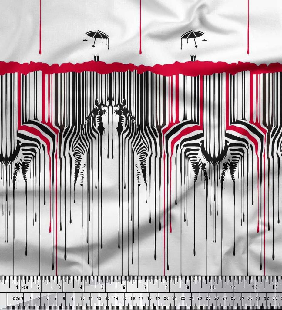 Soimoi Японский креп-сатин, ткань с принтом в виде зонтика и кожи зебры, 42 дюйма по метрам