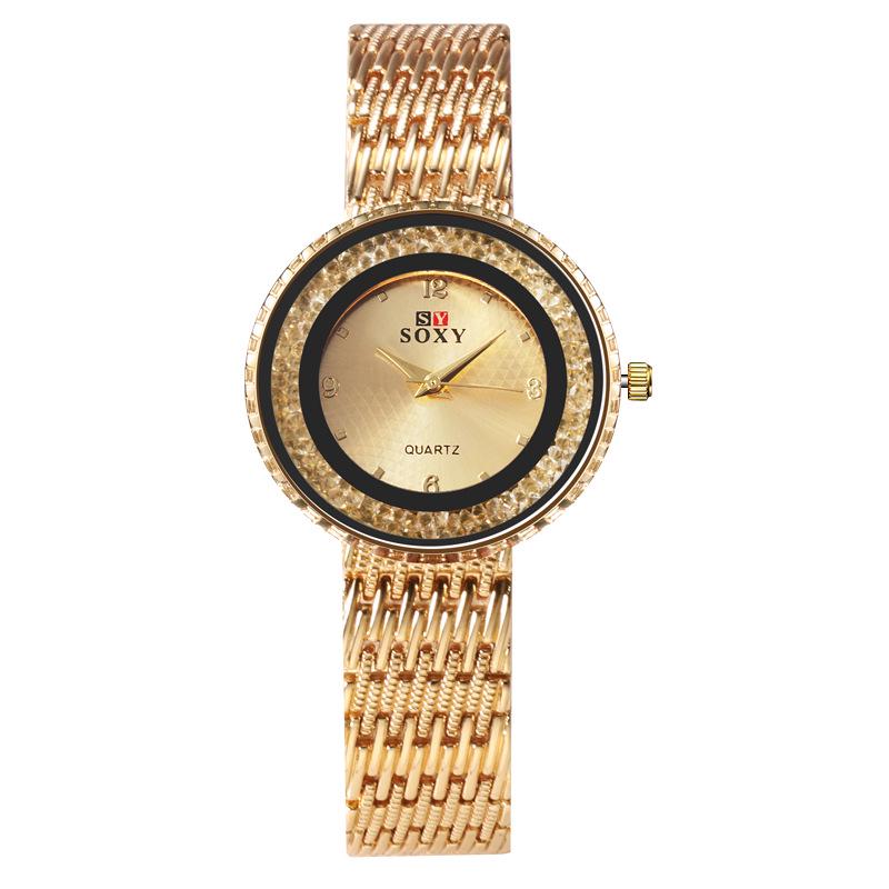 Роскошные женские кварцевые часы с ремешком из нержавеющей стали