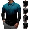 Men'S Lapel Long Sleeve Printed Casual Top Loose Sports Lapel Shirt