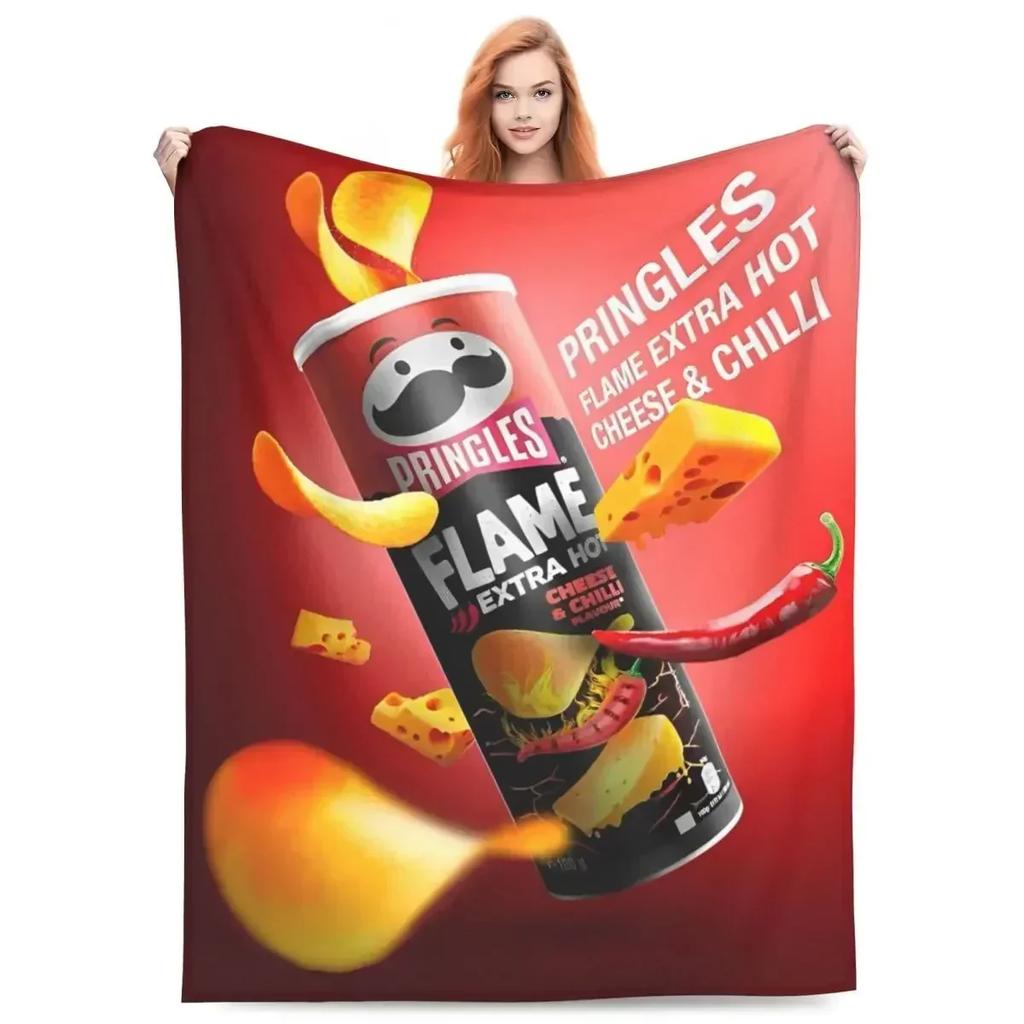 Фланелевые одеяла с чипсами Pringles, картофельные снеки, забавные пледы для дома, коврик 125*100 см