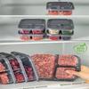 Set of 5 3-Compartment Covered Freezer Organizer Rectangular Refrigerator Storage Box