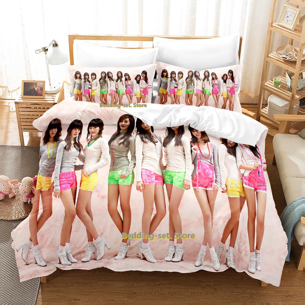 Kpop Young Girls Generation Комплект постельного белья Односпальный Двуспальный Full Quen King-Sized Размеры Размеры Комплект постельного белья Взрослые Дети Спальня Трехкомпонентные комплекты
