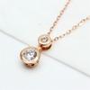 Классическая простая инкрустация двойной круглый кулон с цирконом для женщин, медь с покрытием розовым золотом, кулон, банкет, циркон, подарок